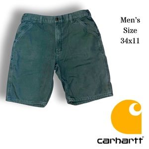 Carhartt Mens Size 34x11  Canvas Work Shorts Cotton Green Moss Color